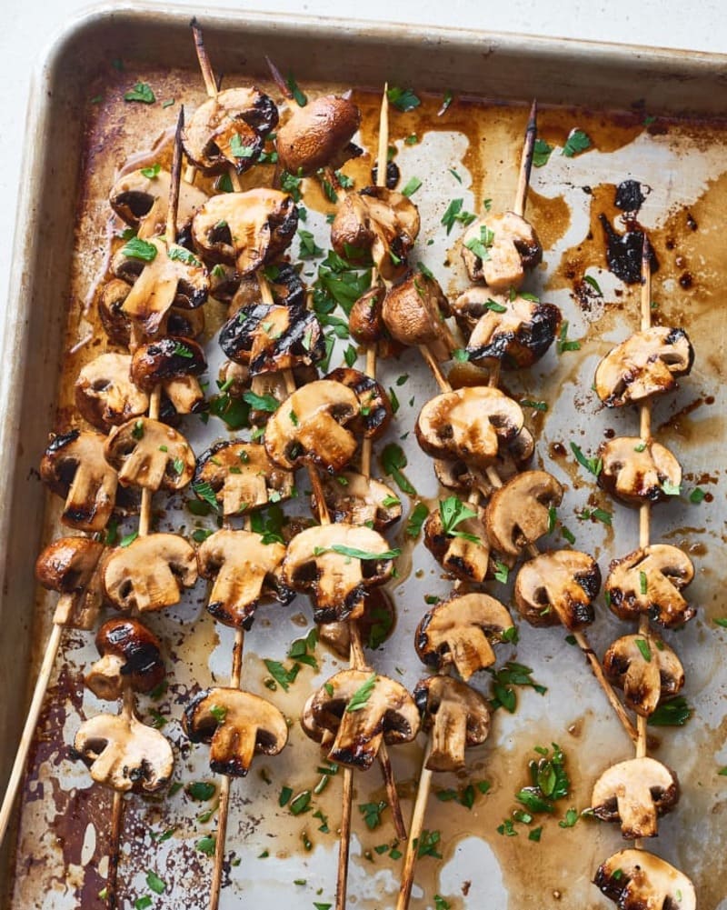 Garlicky Marinated Grilled Mushrooms 